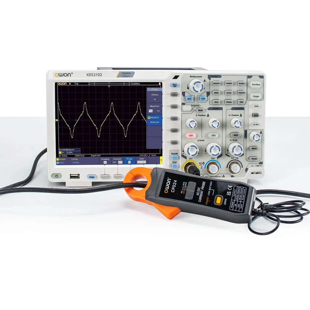 OWON CP024 AC/DC Clamp Probe Tester, DC-AC Current Probe For Digital Storage Oscilloscopes, Jawed Triple Gear Current Clamp - Image 6