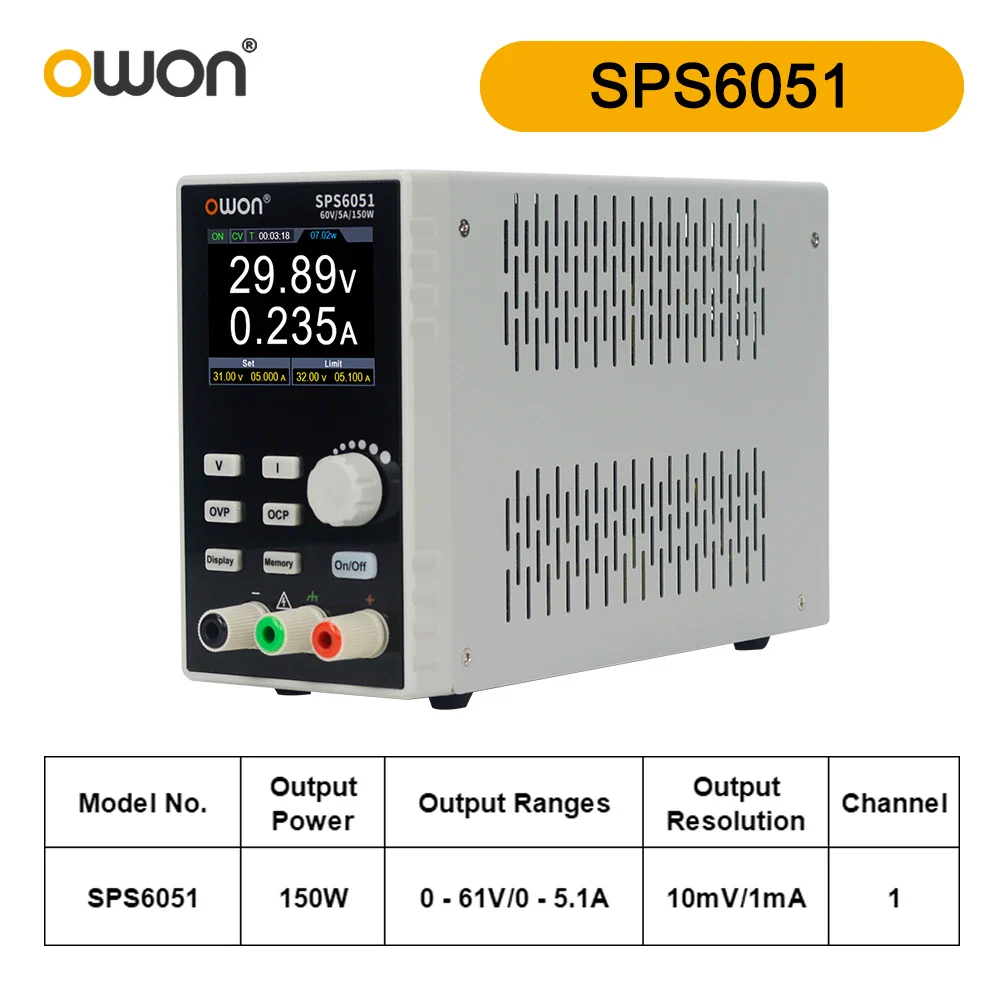 OWON SPS3081 SPS6051 Silent Fanless Series Programmable Linear DC Power Supply Digital Switching Regulator 2.8 Inch TFT LCD - Image 6