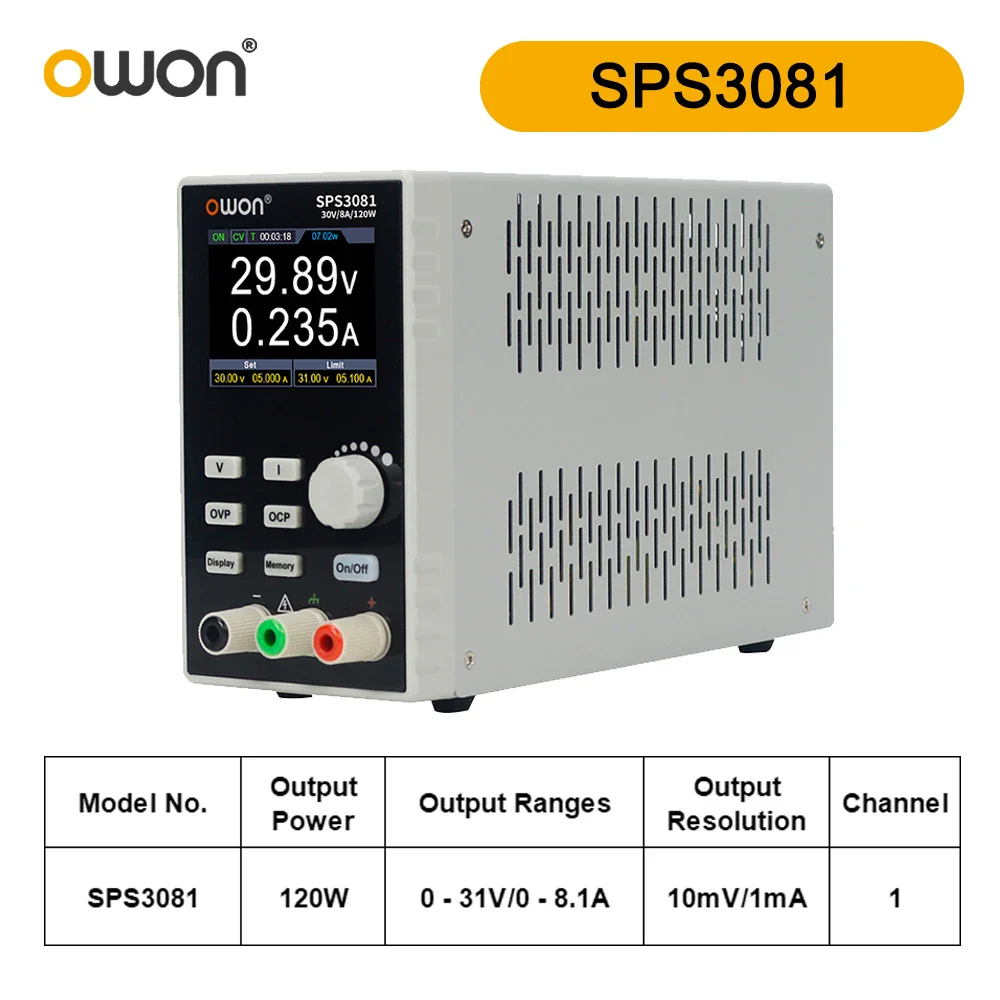 OWON SPS3081 SPS6051 Silent Fanless Series Programmable Linear DC Power Supply Digital Switching Regulator 2.8 Inch TFT LCD - Image 7