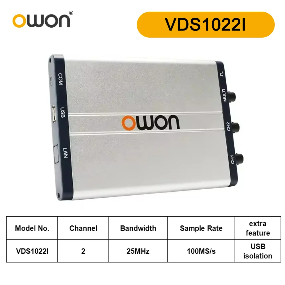 Owon VDS1022 VDS1022I Digital Oscilloscope 100Msa/S 25Mhz Bandwidth Handheld Portable PC USB Osciloscopio 10M Record Length - Image 8