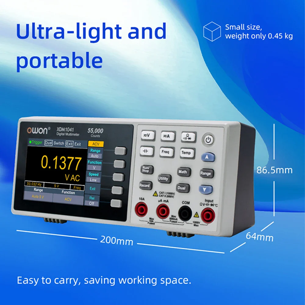 OWON XDM1041/XDM1241 4 1/2 Digital Multimeter Portable Bench LCD Multimeter True RMS AC/DC Current Voltage USB Tester Meter - Image 5