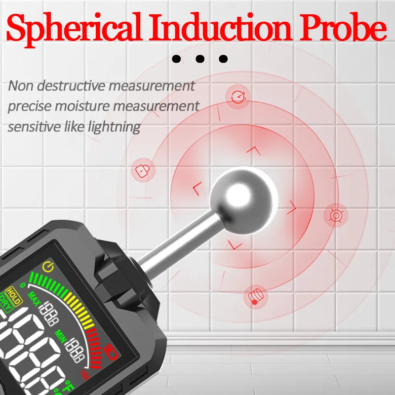 Pinless Wood Moisture Meter Digital Hygrometer Non-contact Timber Damp Detector Wall Humidity Tester Type-C Rechargeable - Image 3