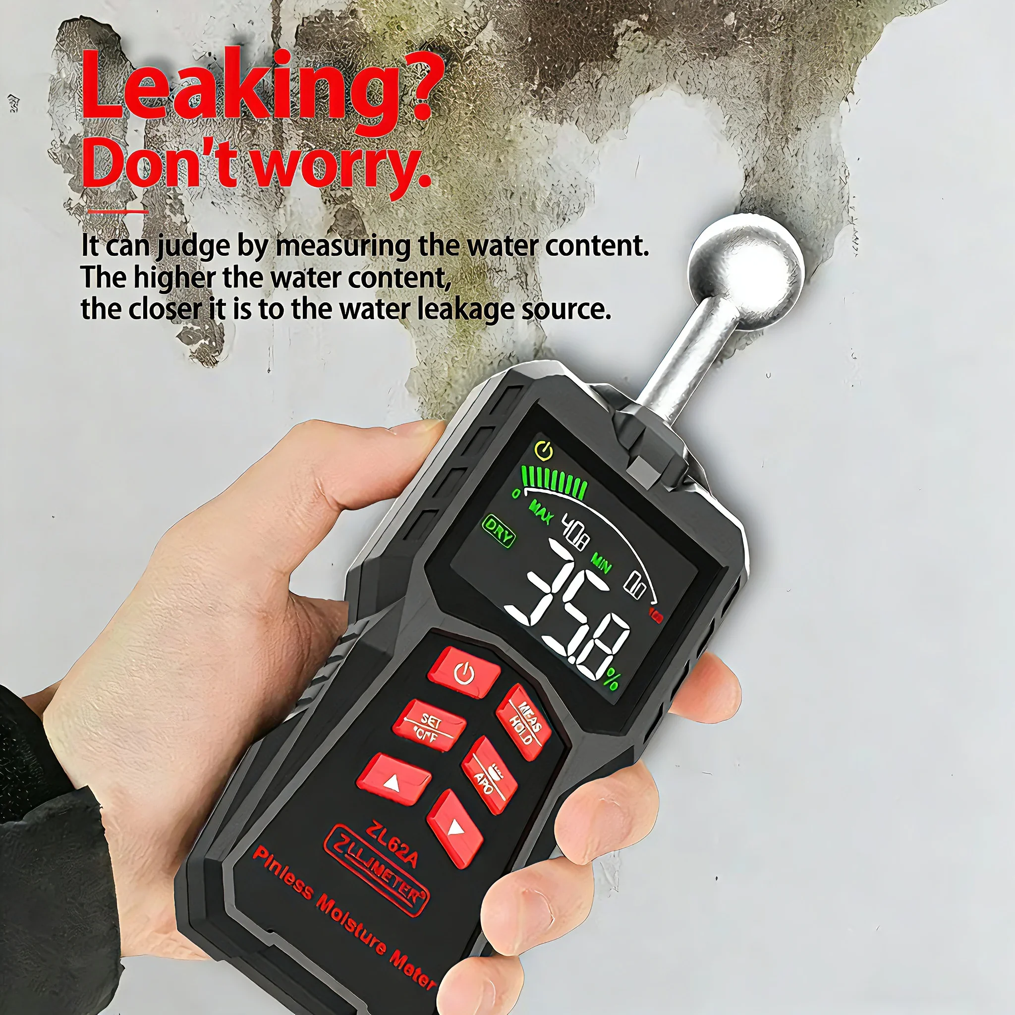 Pinless Wood Moisture Meter Digital Hygrometer Non-contact Timber Damp Detector Wall Humidity Tester Type-C Rechargeable - Image 5