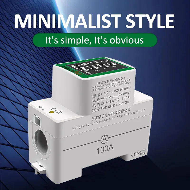 PZEM-008 Din Rail Electricity Digital Power Energy Meter Watt Kwh Wattmeter Monitor Ammeter Voltmeter AC 50-300V 100A - Image 5