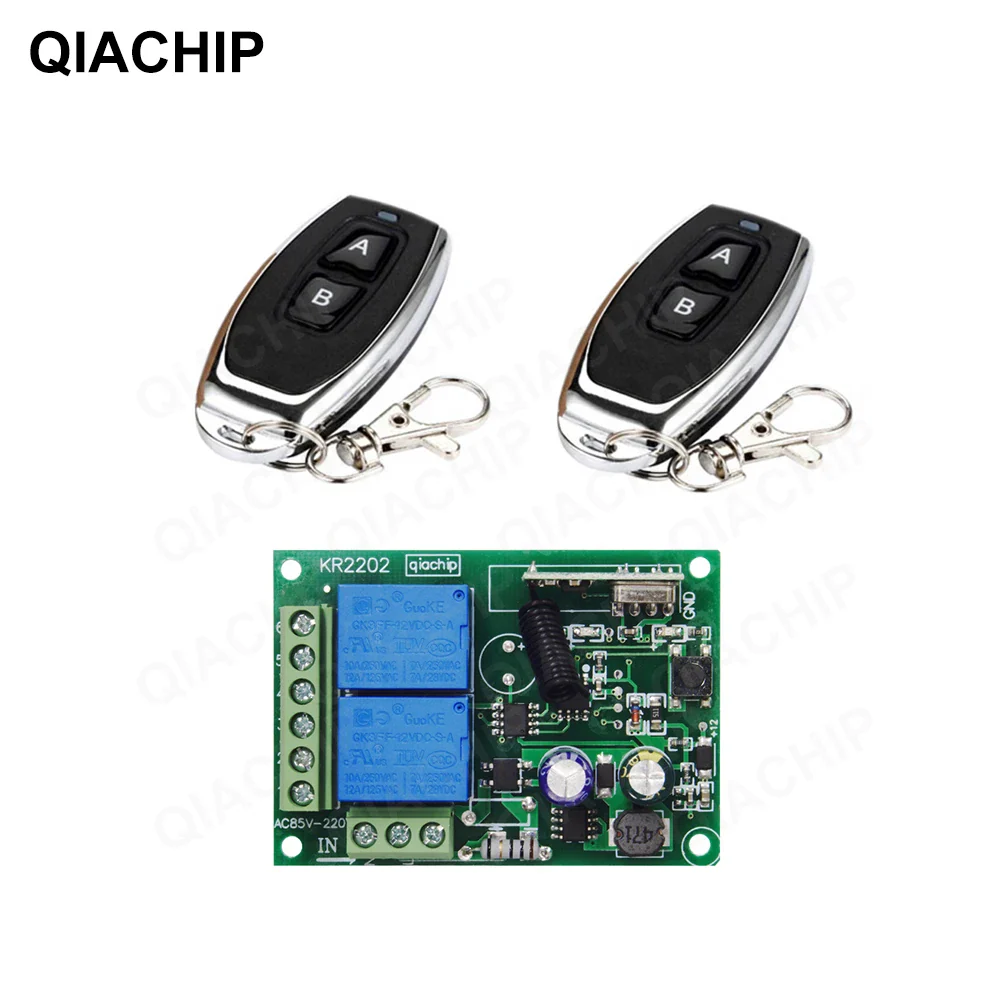 QIACHIP 433 MHz AC 110V 220V 2CH RF Remote Control Switch Controller + Universal RF Relay Receiver For Light Garage Door Opener - Image 10