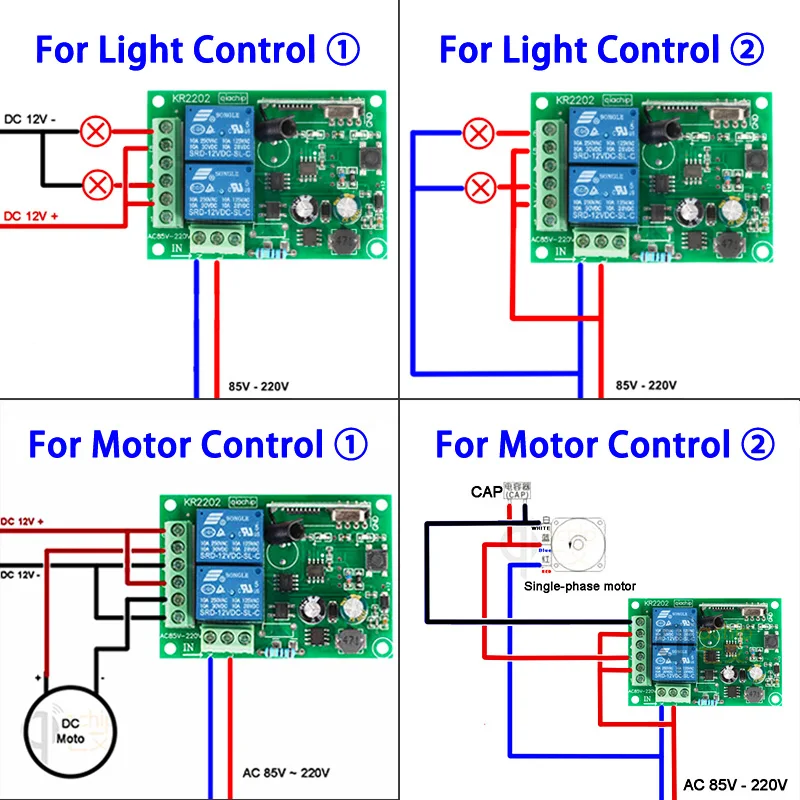 QIACHIP 433 MHz AC 110V 220V 2CH RF Remote Control Switch Controller + Universal RF Relay Receiver For Light Garage Door Opener - Image 4