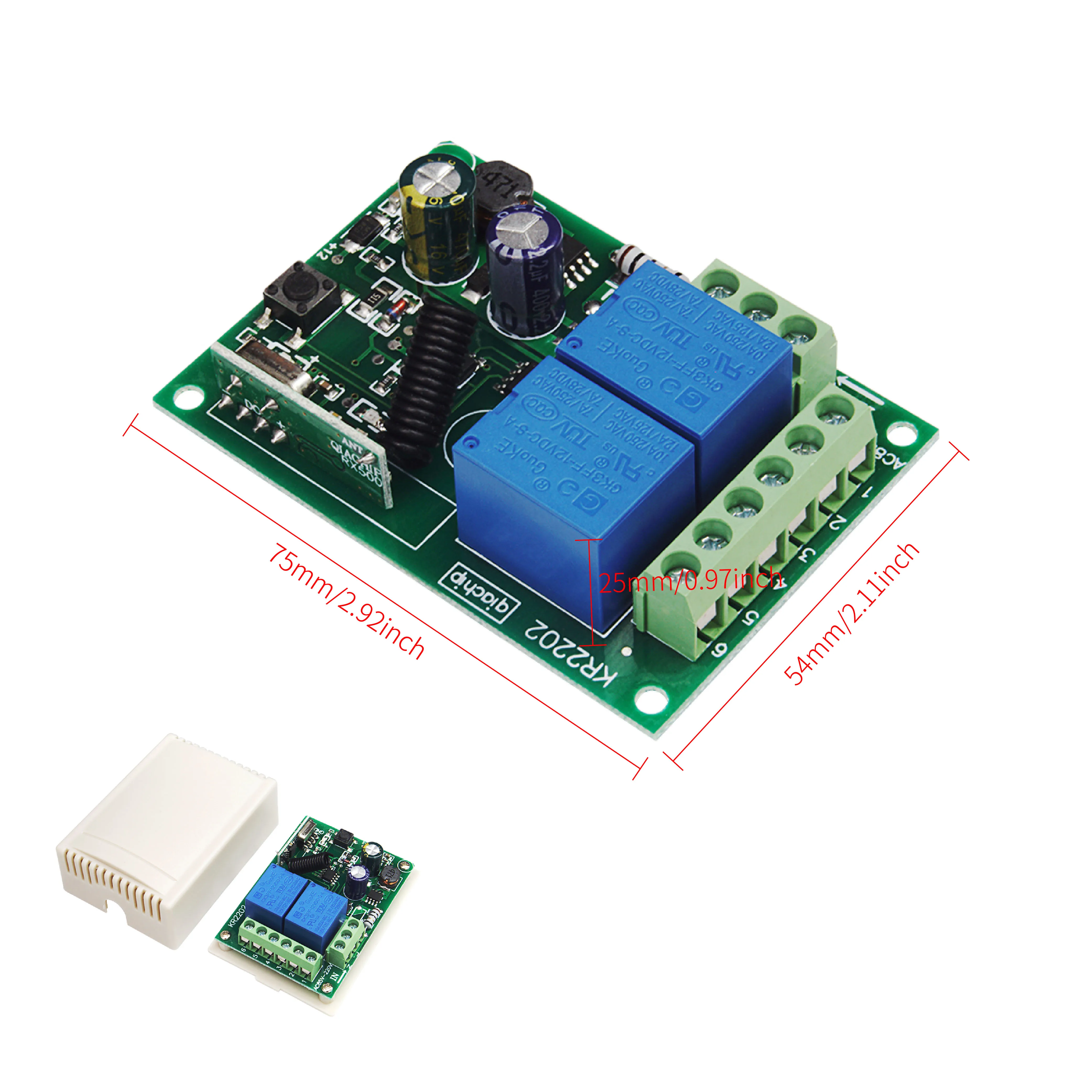 QIACHIP 433 MHz AC 110V 220V 2CH RF Remote Control Switch Controller + Universal RF Relay Receiver For Light Garage Door Opener - Image 6