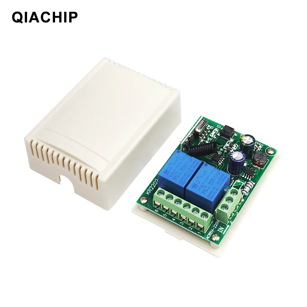 QIACHIP 433 MHz AC 110V 220V 2CH RF Remote Control Switch Controller + Universal RF Relay Receiver For Light Garage Door Opener - Image 8