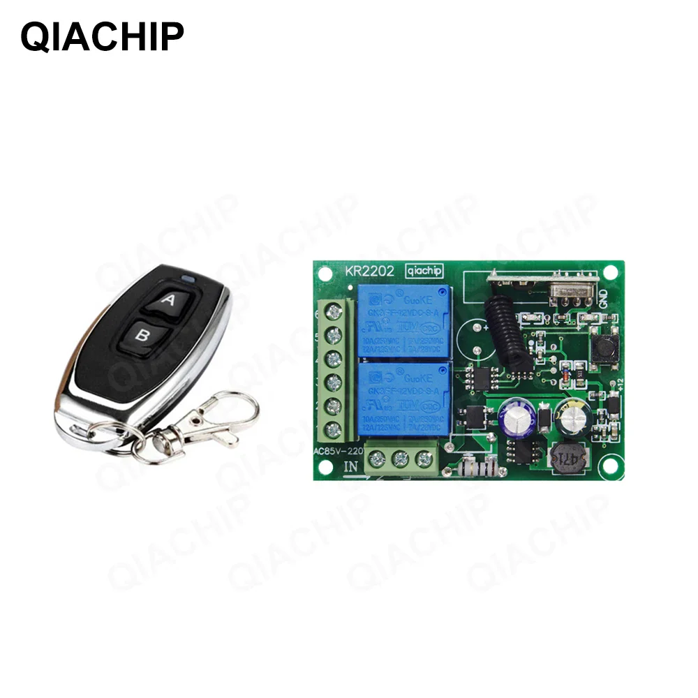 QIACHIP 433 MHz AC 110V 220V 2CH RF Remote Control Switch Controller + Universal RF Relay Receiver For Light Garage Door Opener - Image 9