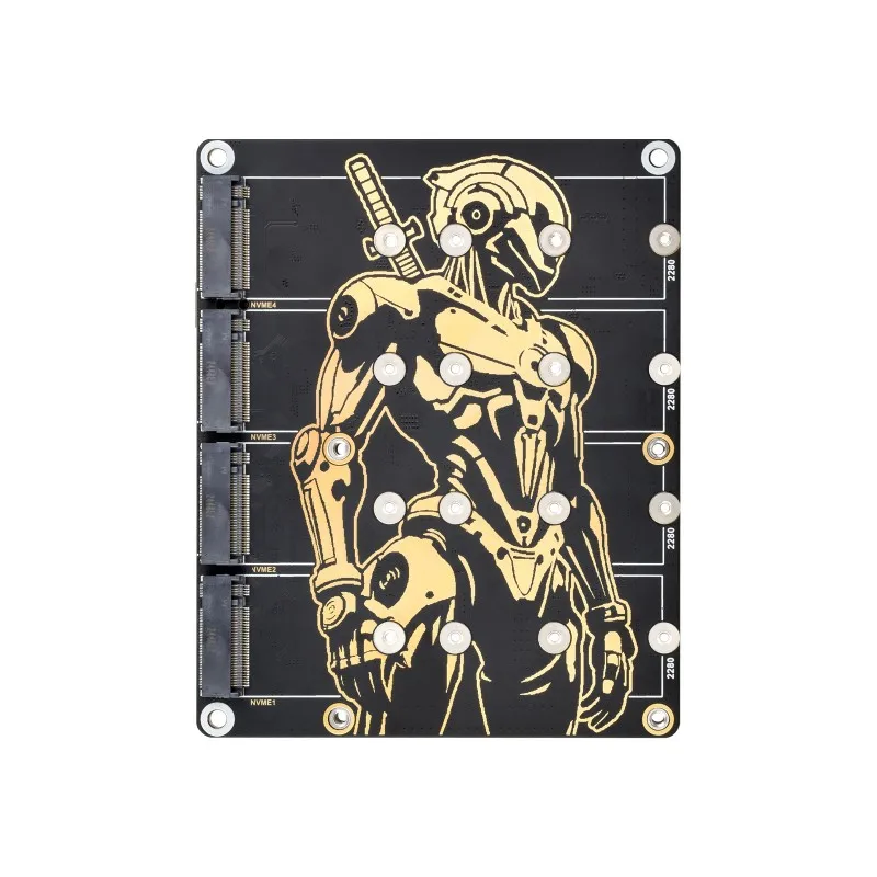 Raspberry Pi 5  PCIe To 4-Ch M.2 Adapter Board 4 x NVMe Solid State Drives support Supply Power for Raspberry Pi 5 - Image 2
