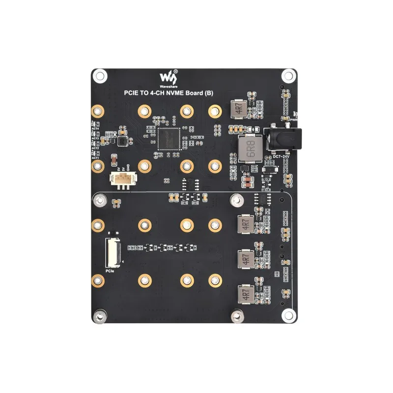 Raspberry Pi 5  PCIe To 4-Ch M.2 Adapter Board 4 x NVMe Solid State Drives support Supply Power for Raspberry Pi 5 - Image 3