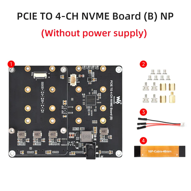 Raspberry Pi 5  PCIe To 4-Ch M.2 Adapter Board 4 x NVMe Solid State Drives support Supply Power for Raspberry Pi 5 - Image 7