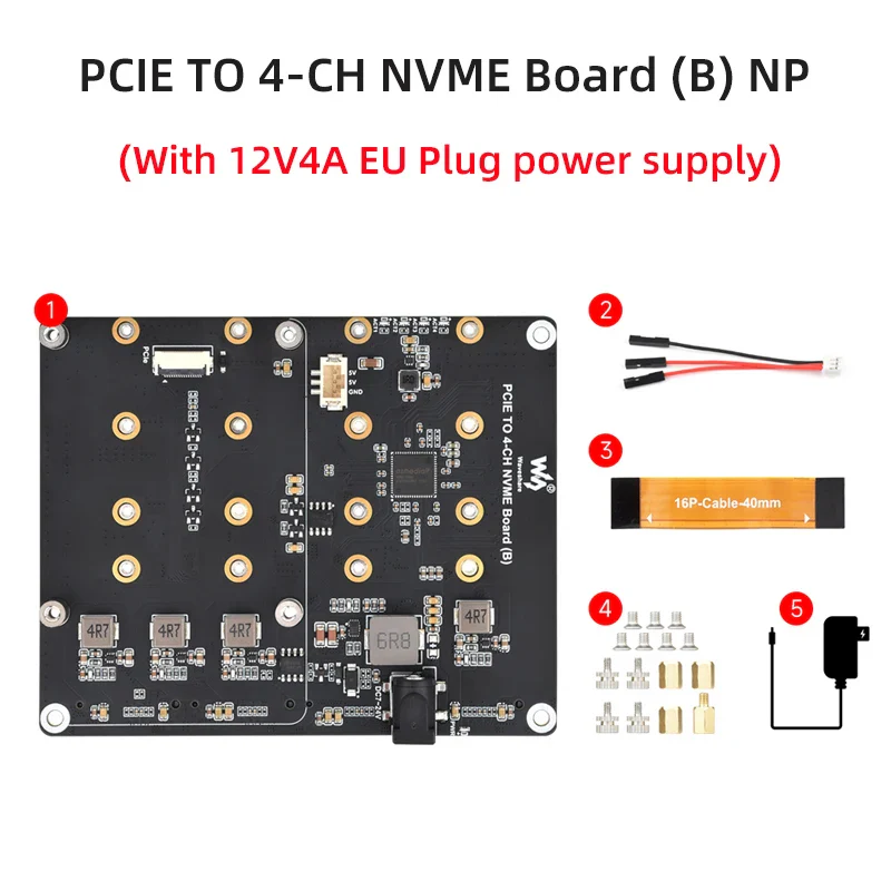 Raspberry Pi 5  PCIe To 4-Ch M.2 Adapter Board 4 x NVMe Solid State Drives support Supply Power for Raspberry Pi 5 - Image 8