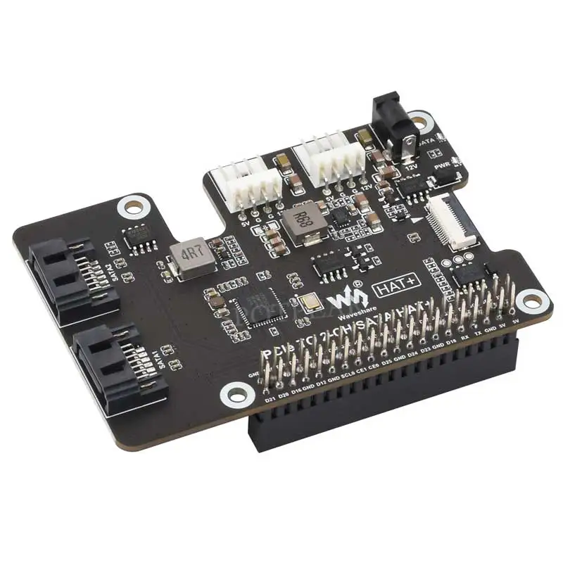 Raspberry Pi 5 PCIe to SATA Expansion Board with EEPROM HAT+ Waveshare PCIe TO 2-CH SATA HAT+ - Image 2