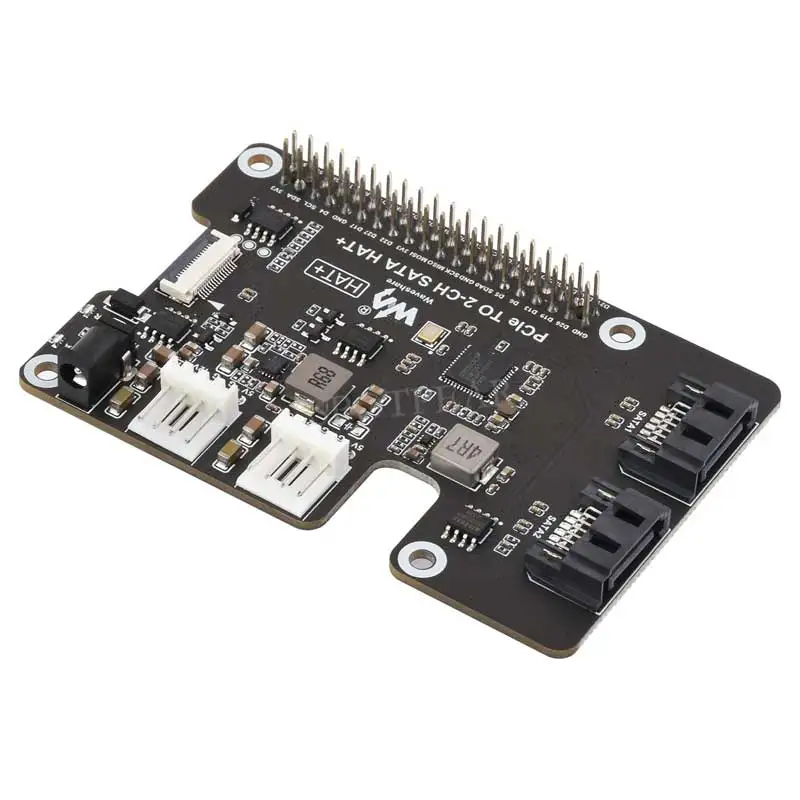 Raspberry Pi 5 PCIe to SATA Expansion Board with EEPROM HAT+ Waveshare PCIe TO 2-CH SATA HAT+ - Image 5
