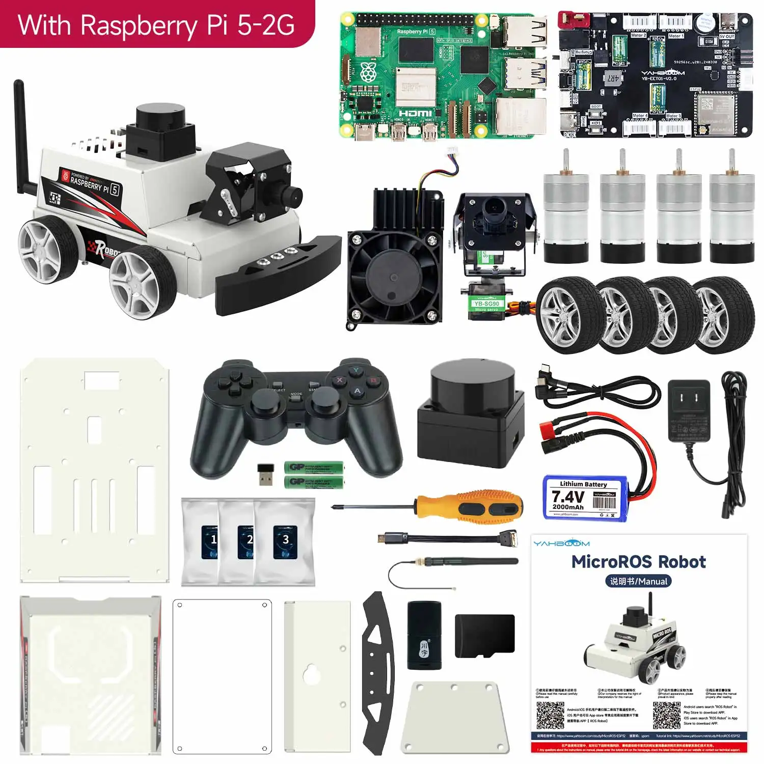 Raspberry Pi 5 ROS2 Robot Car Kit With TOF Lidar Support AI Visual Recognition SLAM Mapping Navigation Electronic Education Set - Image 7