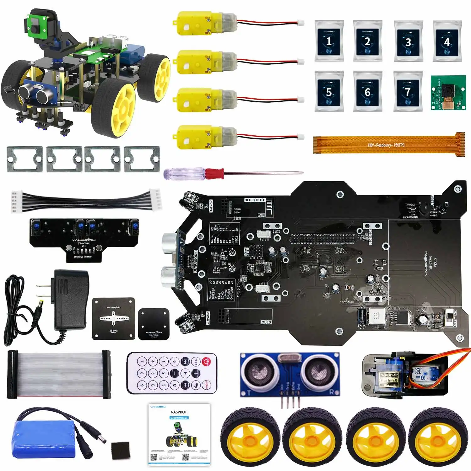 Raspberry Pi 5 Smart AI Vision 4WD Robot Car Electronic Kit DIY Learning Project Full Set with FPV Camera (Without RPi board) - Image 3