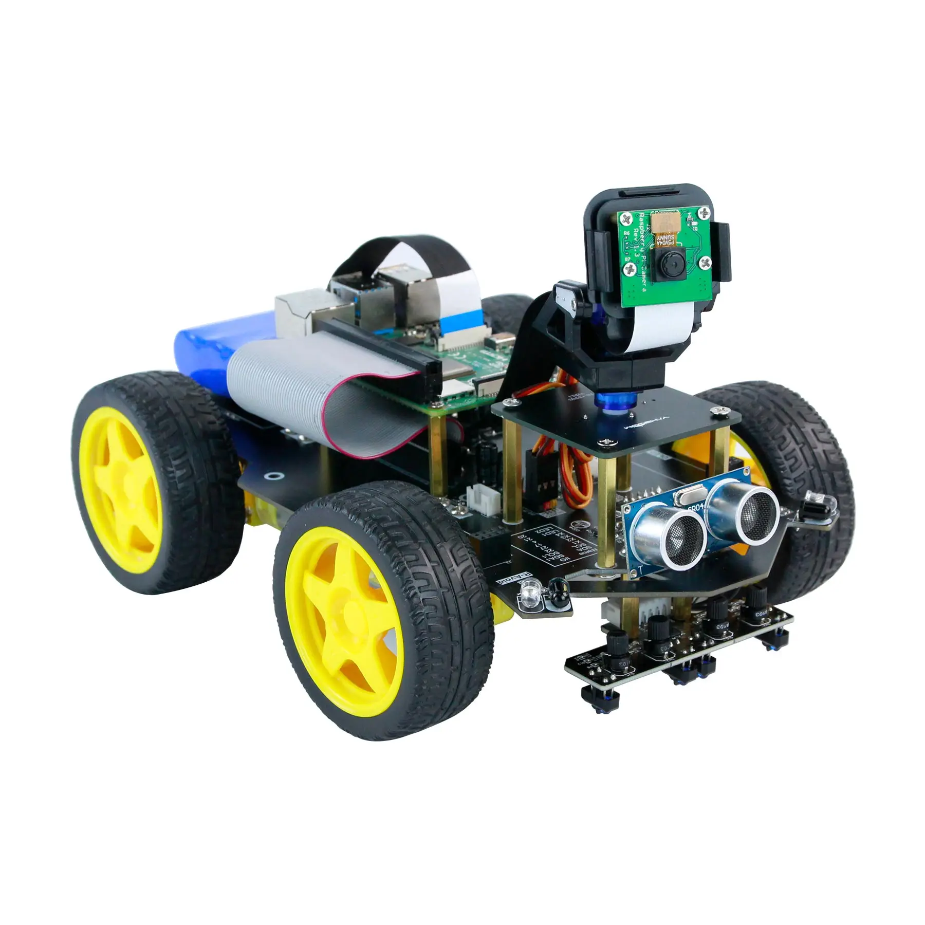 Raspberry Pi 5 Smart AI Vision 4WD Robot Car Electronic Kit DIY Learning Project Full Set with FPV Camera (Without RPi board) - Image 6