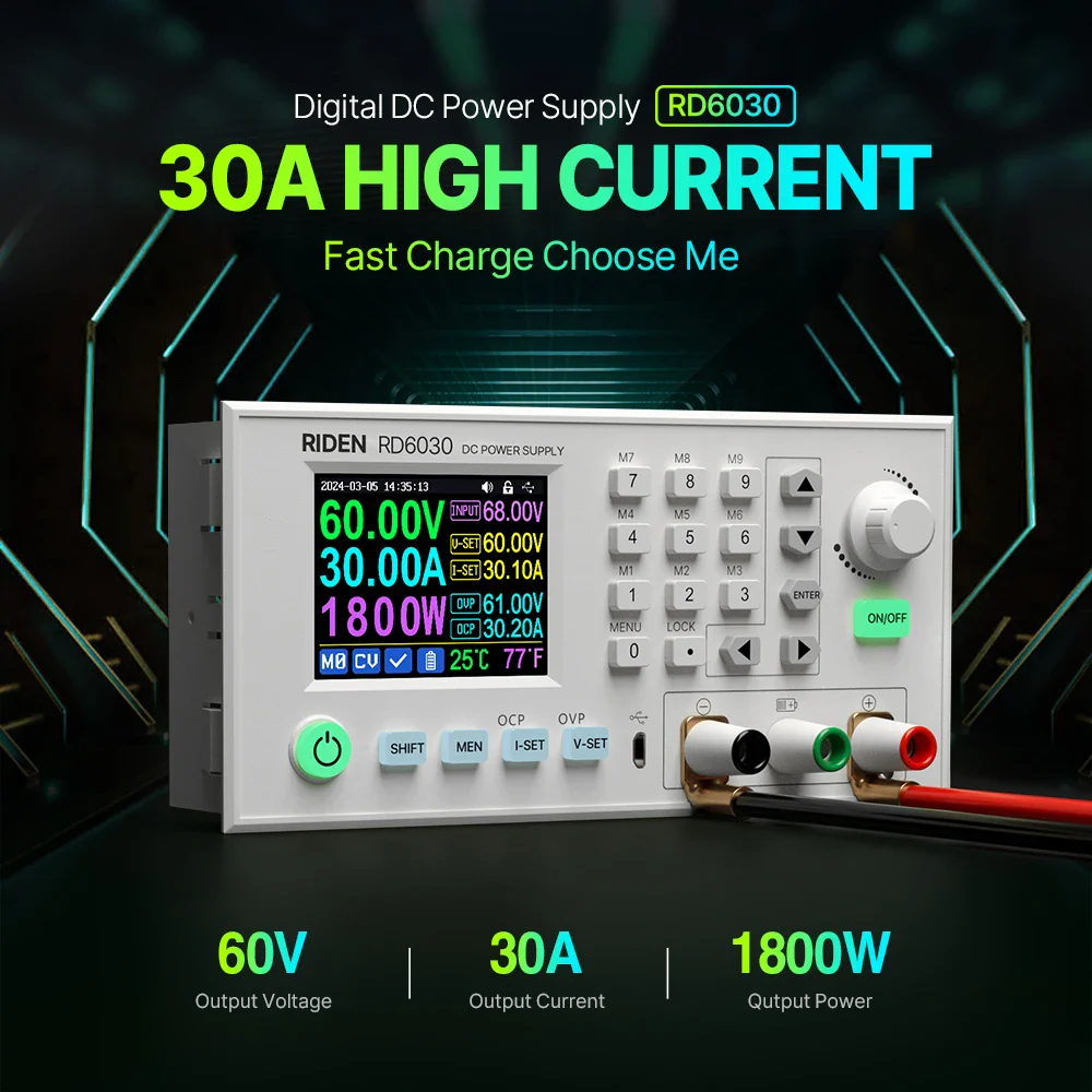 RD RD6030 RD6030W 60V 30A DC Adjustable Step Down Voltage Bench Regulated Power Supply Buck Converter Battery Charging&1500W PSU - Image 2