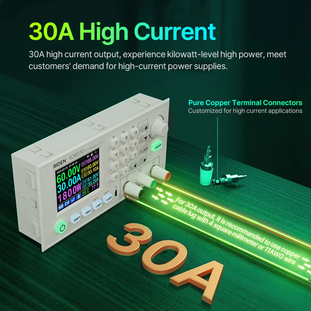 RD RD6030 RD6030W 60V 30A DC Adjustable Step Down Voltage Bench Regulated Power Supply Buck Converter Battery Charging&1500W PSU - Image 3