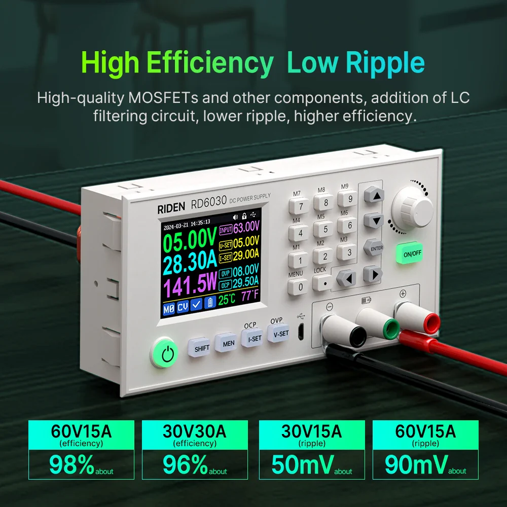 RD RD6030 RD6030W 60V 30A DC Adjustable Step Down Voltage Bench Regulated Power Supply Buck Converter Battery Charging&1500W PSU - Image 5