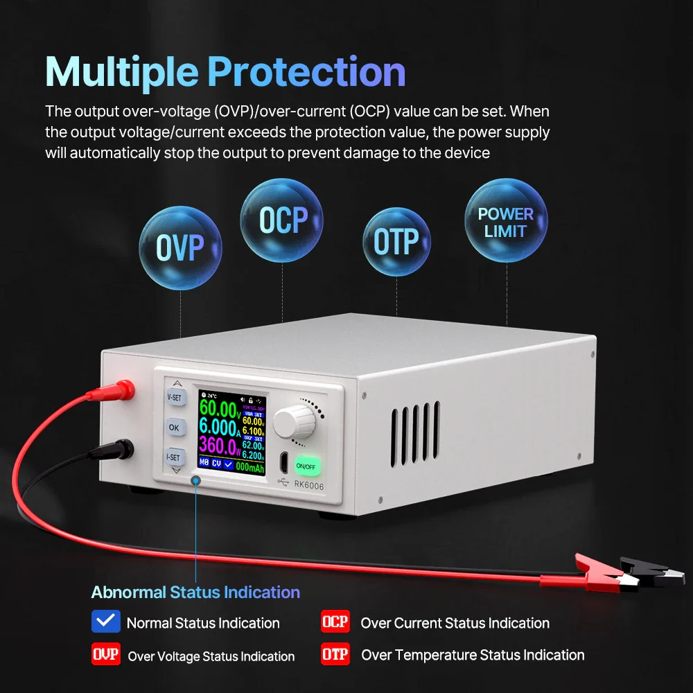 RD RK6006-C 60V 6A 4 digit AC to DC Adjustable digital control Stabilized Lab Bench Power Supply Battery Charging Easy Operation - Image 3