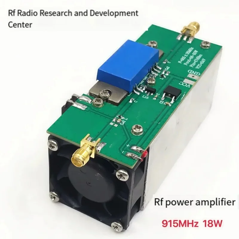 RF Power Amplifier 915MHz 18W RF Power Amp with Heat Sink for Ham Radio 24V-28V