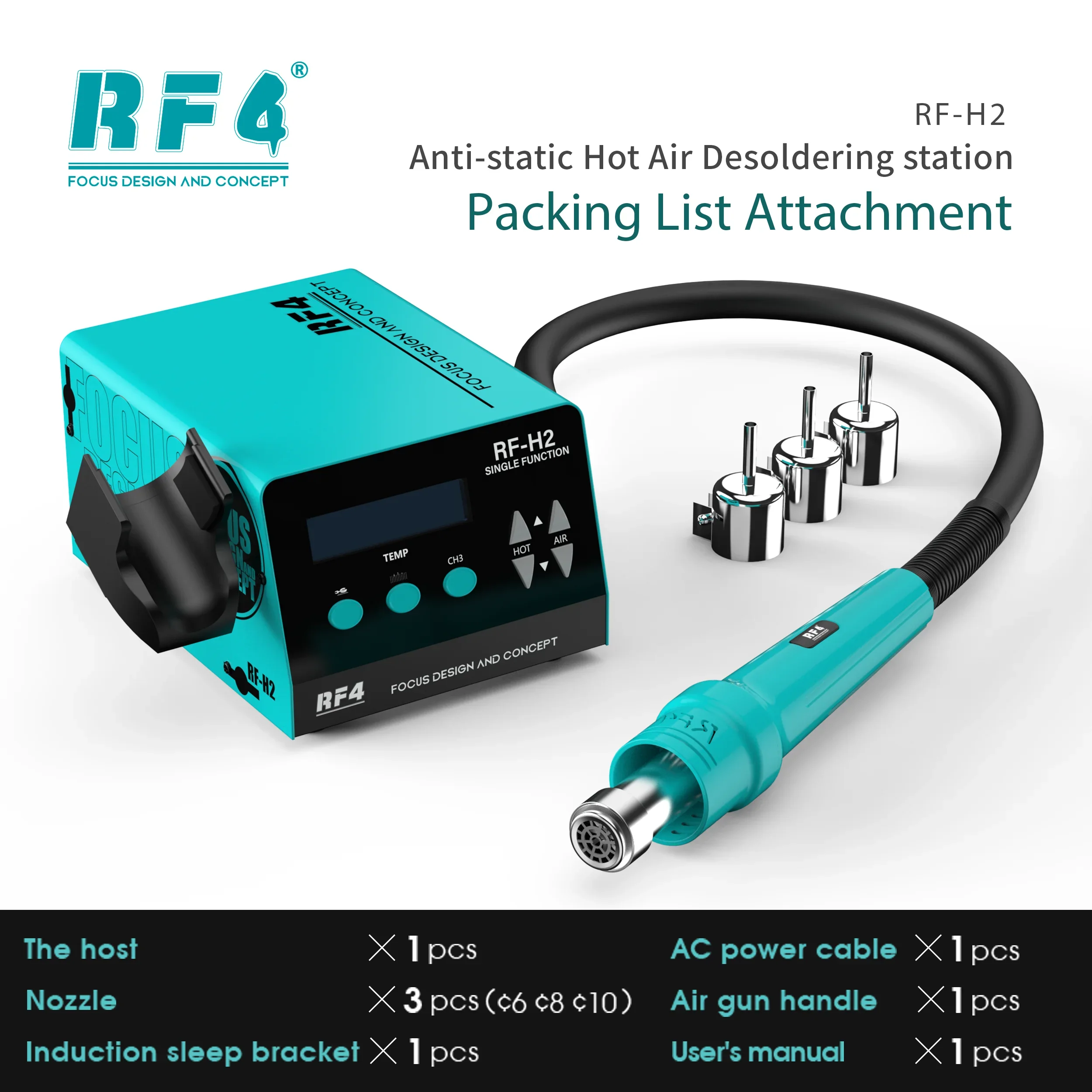 RF4 New1000W Fast Desoldering Hot Air Gun Soldering Station Digital Display Intelligent BGA Rework Station To PCB Chip Repair H2 - Image 3