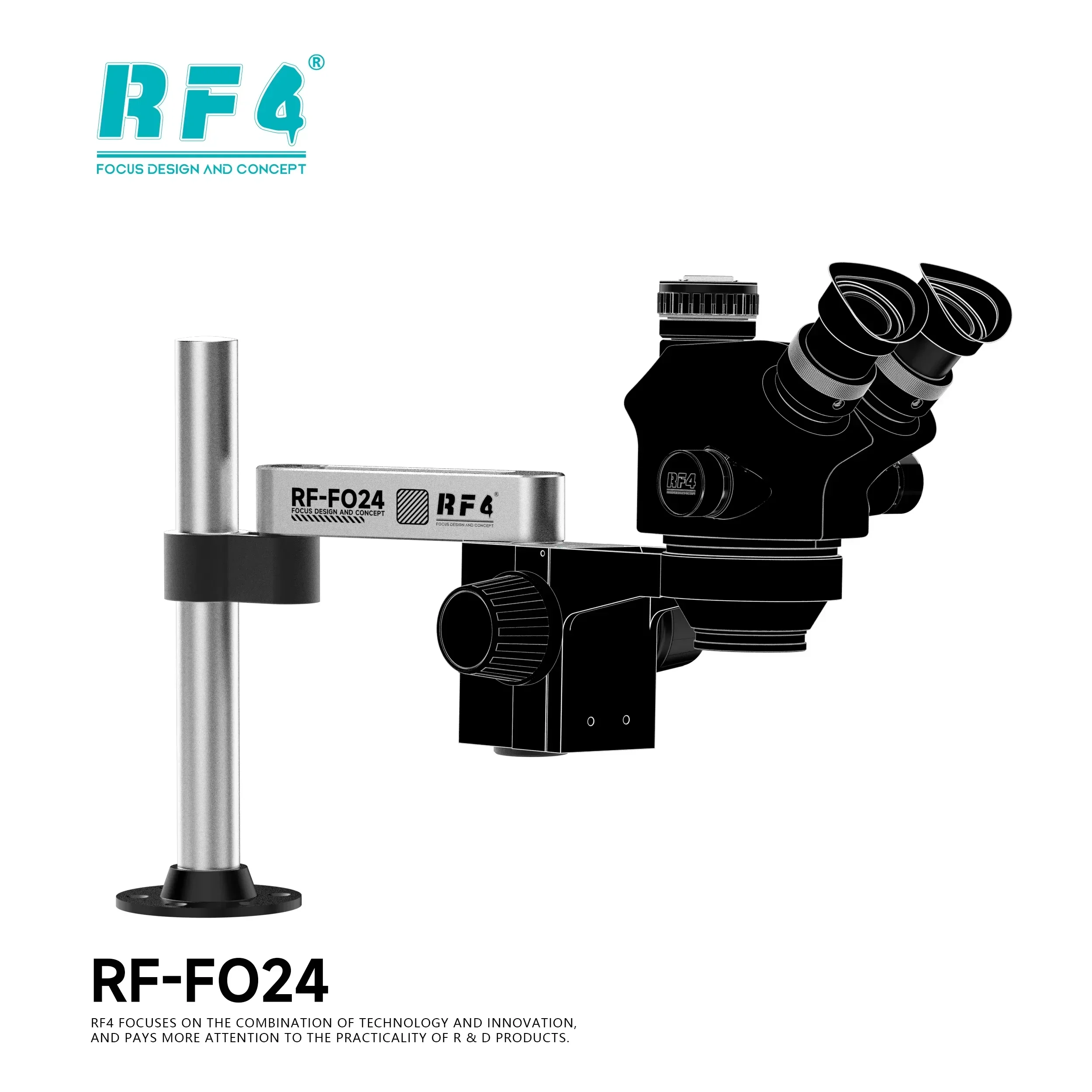 RF4 Rotating Microscope Folding Universal Stand FO24 FO25 FO26 Swing Arm For Stereo Microscope HDMI USB Video Camera Tools - Image 2