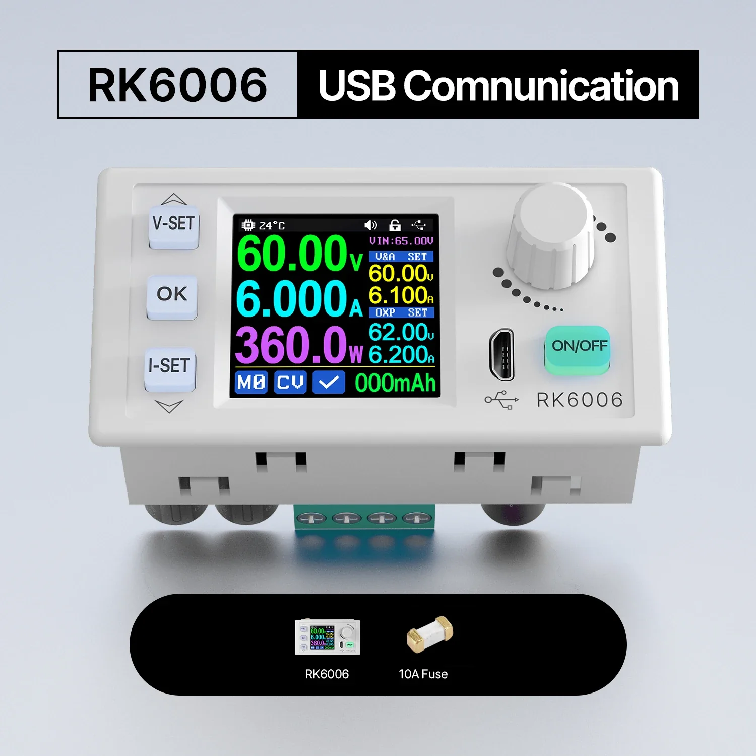 RK6006 DC Regulated Power Supply 6A 60V DC to DC Step Down Voltage Bench Firmware Upgrade USB Stabilized Voltage Buck Converter - Image 7