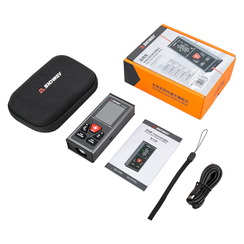 SNDWAY SW-DR60/SW-DR100 Dual Laser Distance Meter Rechargeable Bilateral Laser Rangefinder 200m 120m - Image 6