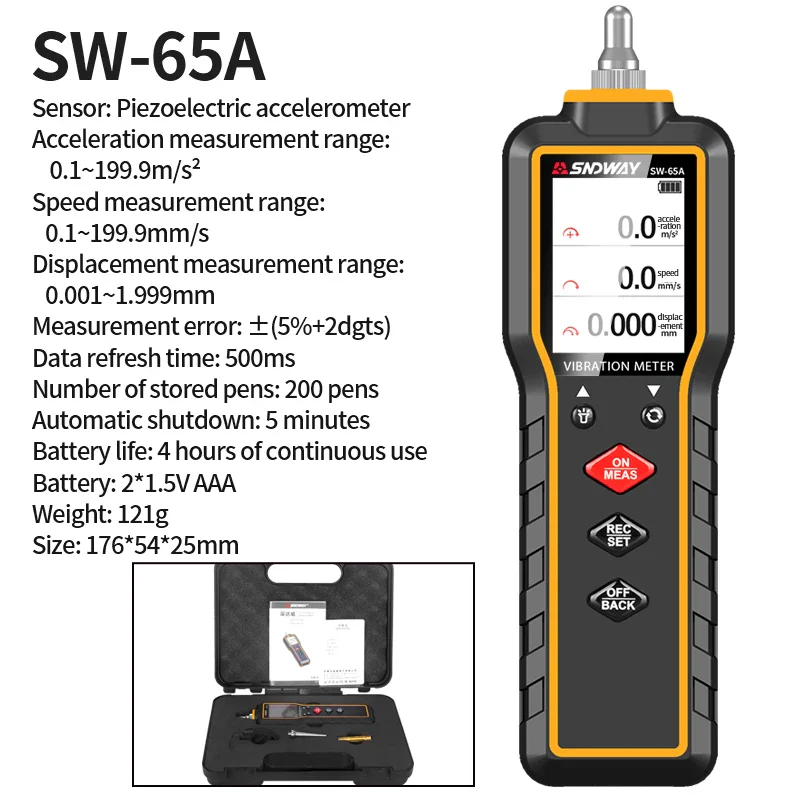 SNDWAY Vibration Analyzer Digital Vibration Meter Device Probe Analizador De Vibraciones Handheld SW-65A Vibrator Tester - Image 6