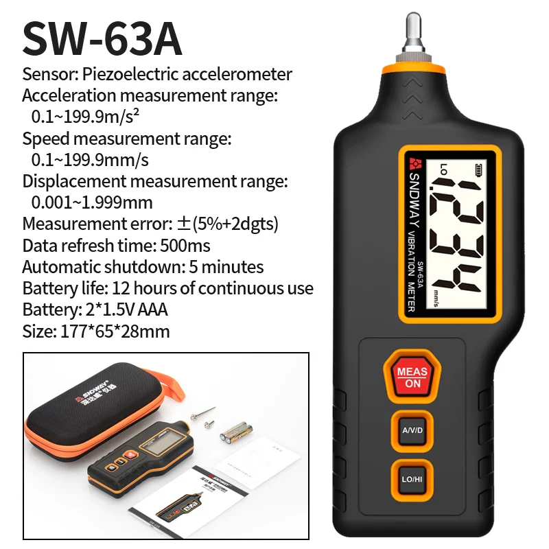 SNDWAY Vibration Analyzer Digital Vibration Meter Device Probe Analizador De Vibraciones Handheld SW-65A Vibrator Tester - Image 7
