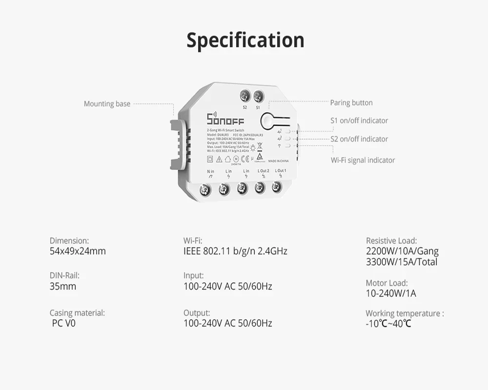 SONOFF Dual R3 2 Gang Wifi Smart Switch Dual Relay Module With Power Metering Smart Roller Shutter Switch Control Via ewelink - Image 6