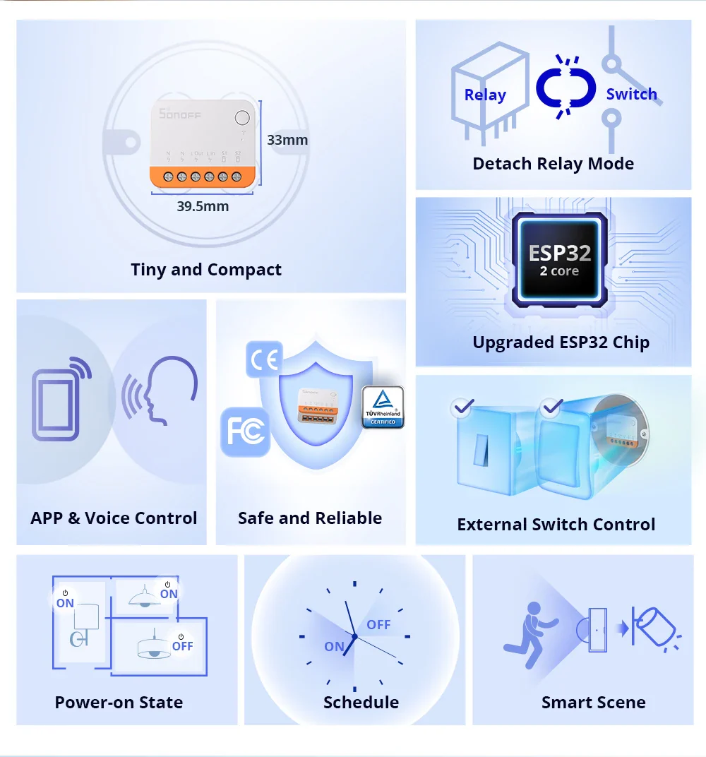 Sonoff Mini R4 Extreme Wifi Smart Switch Interruptor with Relay On-Off DIY Switch Module eWelink APP Control Works with Alexa - Image 3