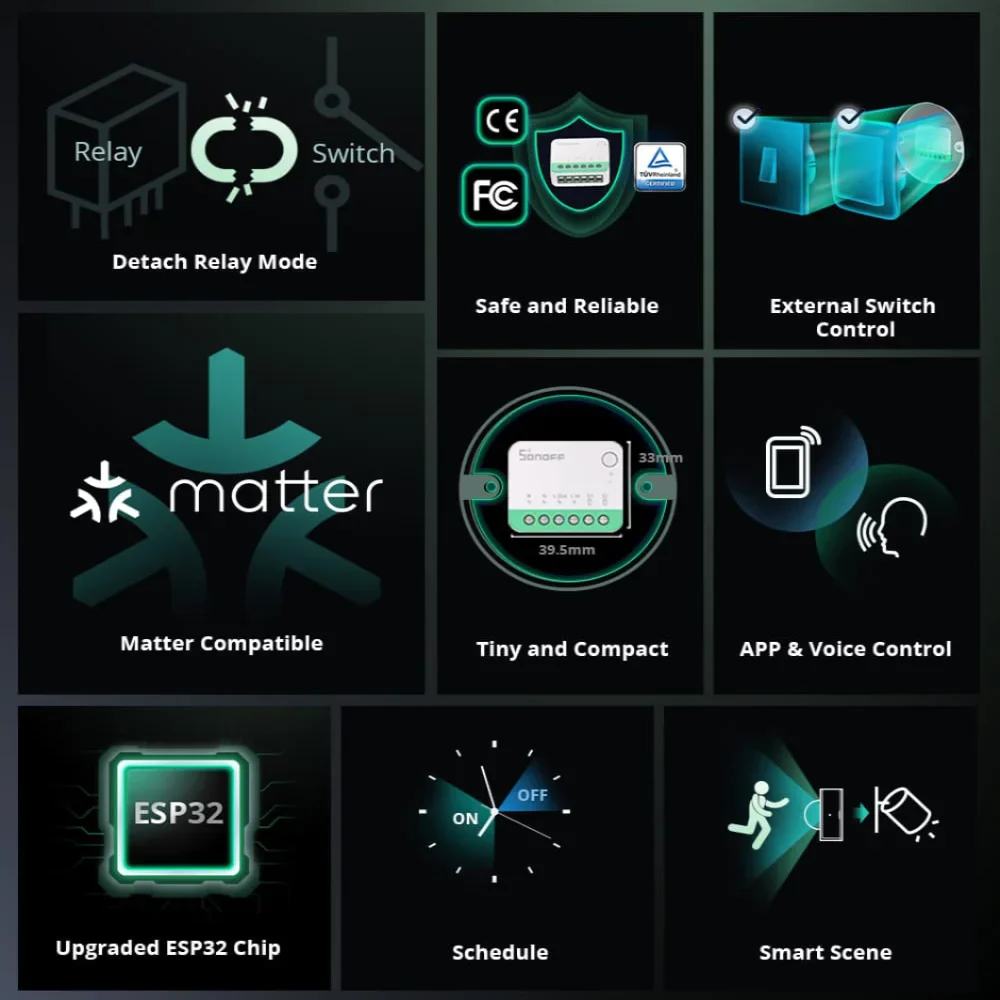 Sonoff Mini R4 Matter WiFi Smart Home Light Switch Sonoff Mini R4 Extreme Matter Relay Work with Alexa Google Home Homekit - Image 4