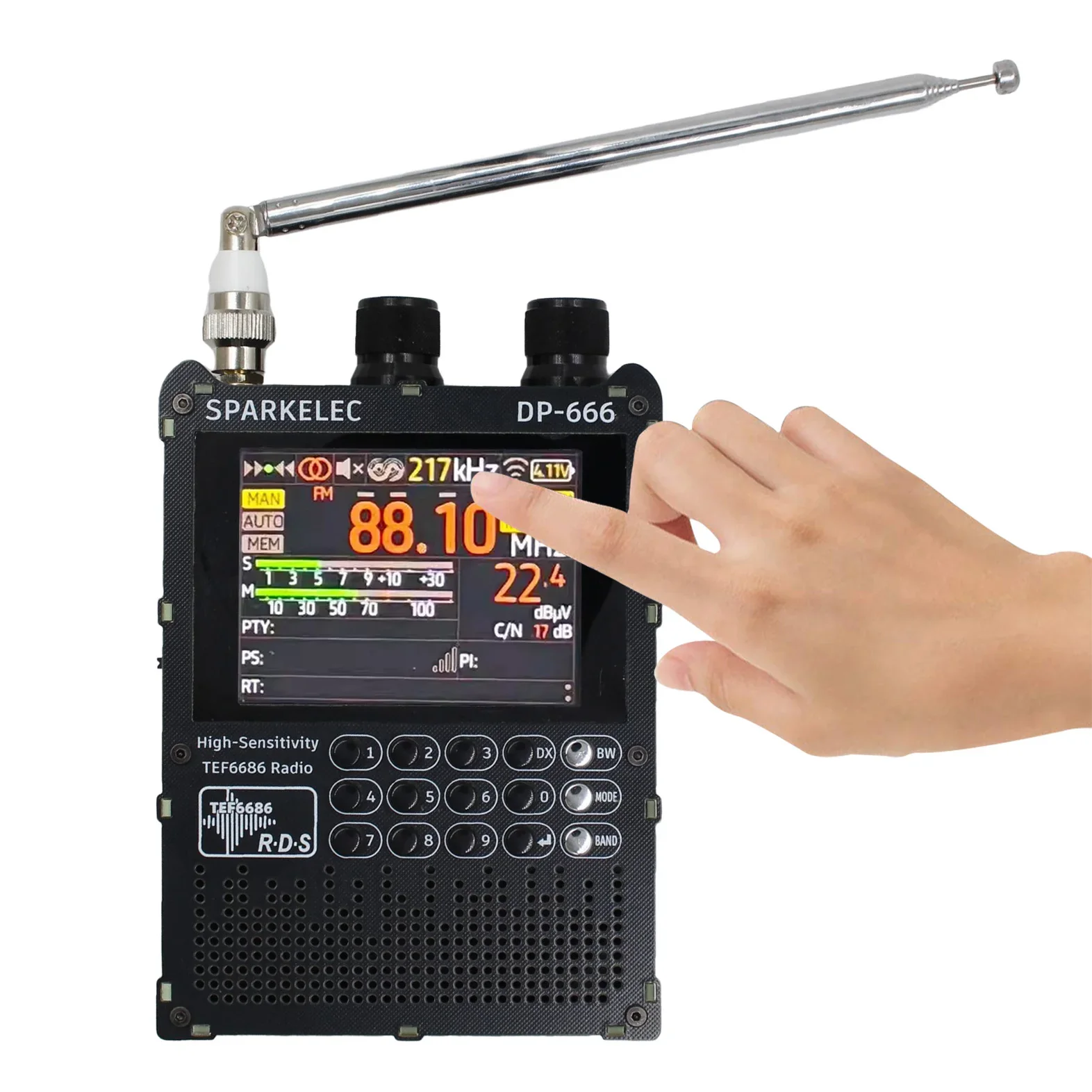 SPARKELEC DP-666 TEF6686 Full Band FM/MW/Short Wave HF/LW Radio Receiver  IPS LCD Battery + Antenna - Image 2