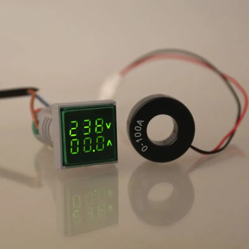Square Dual Display Voltmeter & Ammeter LED Digital Voltage Gauge AC 60-500V 0-100A Current Meter Durable Voltage Panel KXRE - Image 3