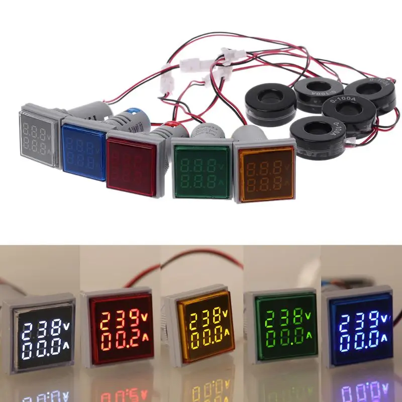Square Dual Display Voltmeter & Ammeter LED Digital Voltage Gauge AC 60-500V 0-100A Current Meter Durable Voltage Panel KXRE - Image 5