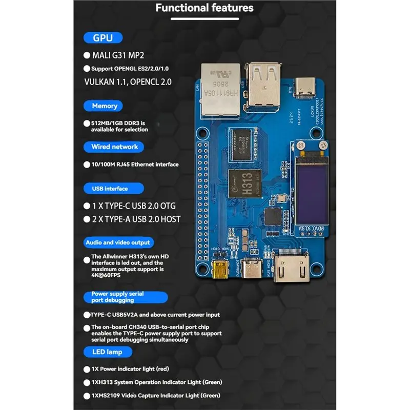 Stable Performance-LCKVM Server H313 Development Board 512MB/1GB DDR3 Memory Computer Remote Control For Operation And Maintenan - Image 5