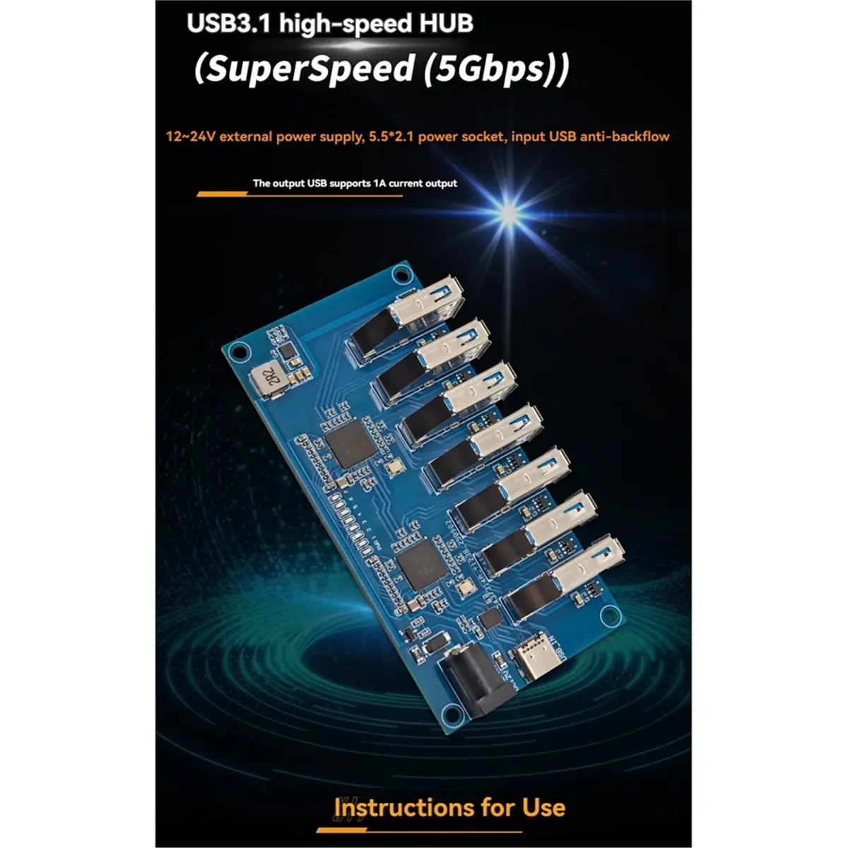 Stable- VL817 USB3.1 HUB Module 1-to-7 Port Hub Splitter Supports SuperSpeed/High Speed /Full Speed/Low Speed Devices - Image 4
