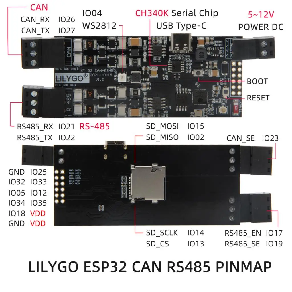 T-CAN485 ESP32 pode RS-485 suporta cartão tf wifi bluetooth iot engenheiro módulo de controle placa desenvolvimento - Image 6