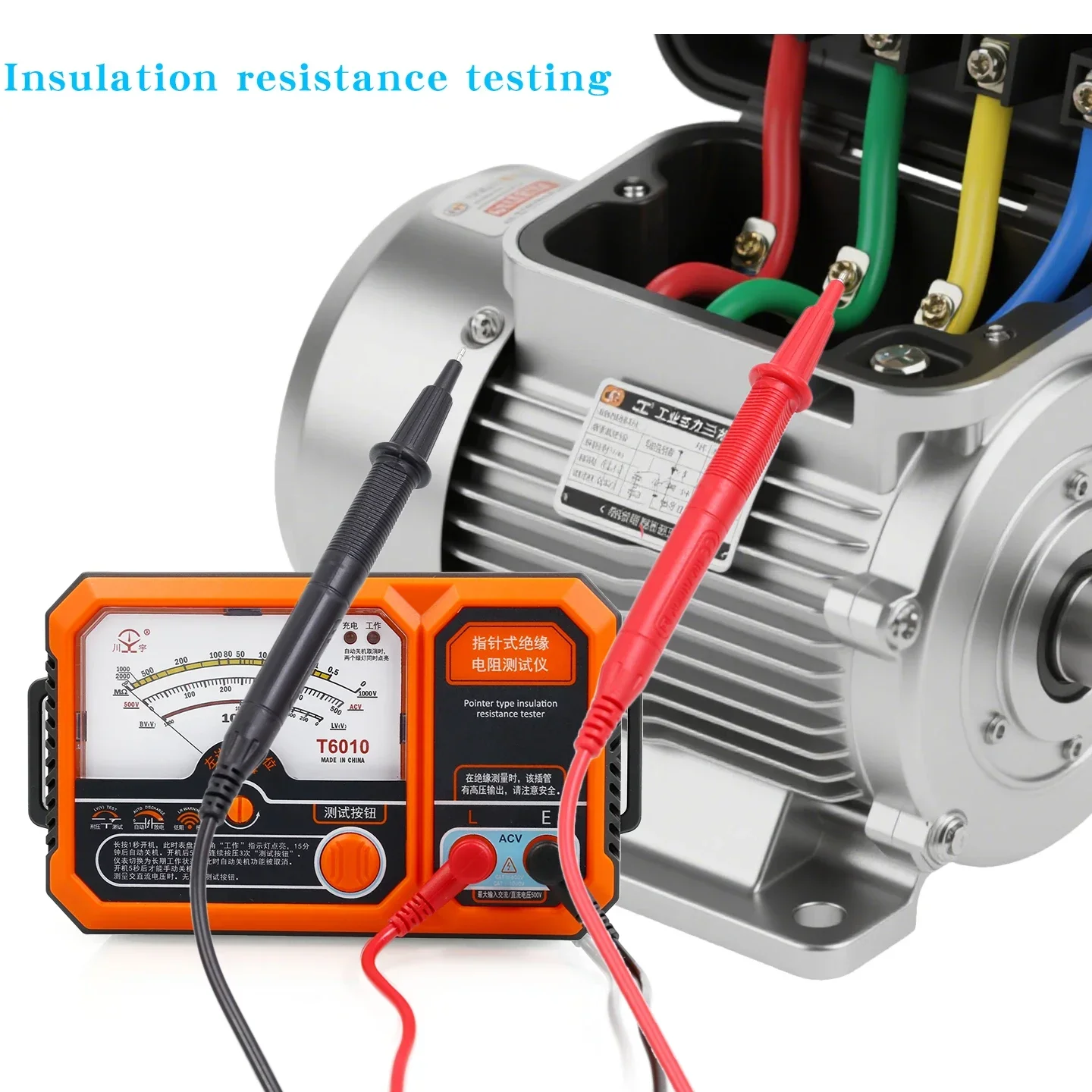 T6005 T6010 USB Rechargeable 500V Analog Insulation Resistance Tester Megohmmeter, Portable Electrician Tools - Image 3