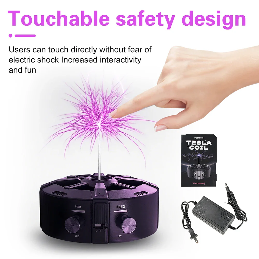 Tesla Coil Bluetooth Music Box Arc Generator Artificial Lightning Touchable Teaching Demonstration Experimental Model AC110/220V - Image 4