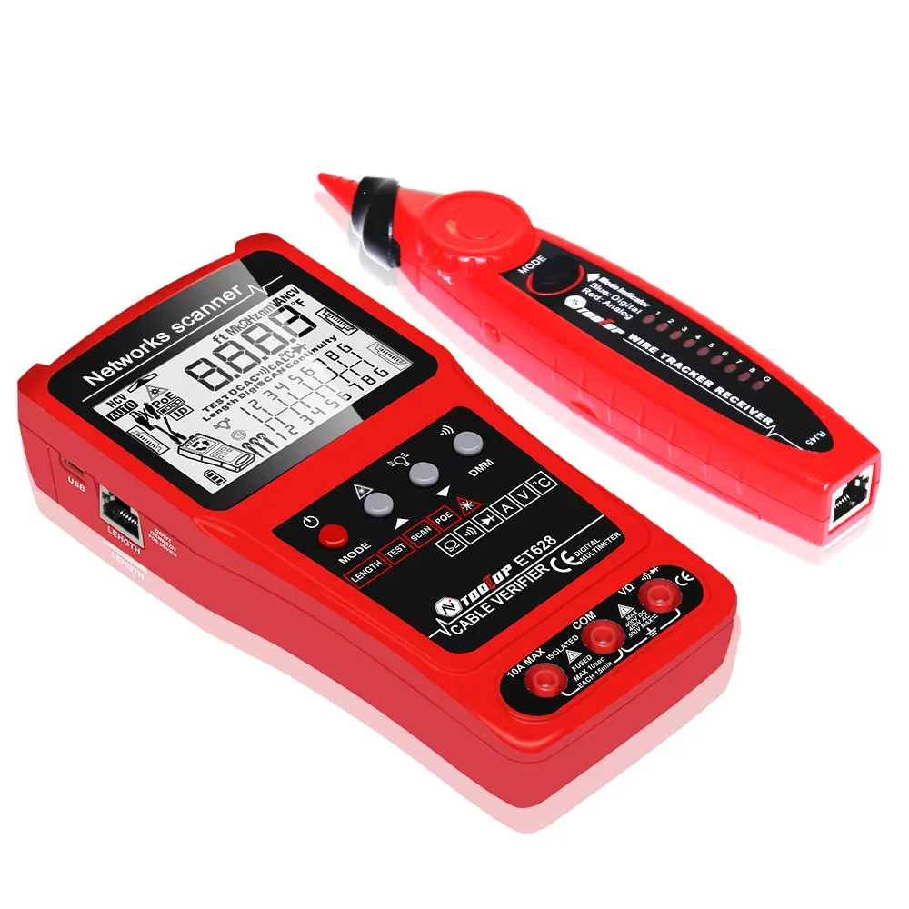 TOOLTOP 3 in 1 LAN Cable Tester Visual Fault Locator Multimeter 600M Length Measure Cable Mapping POE Rj45 Network Cable Tracker - Image 5