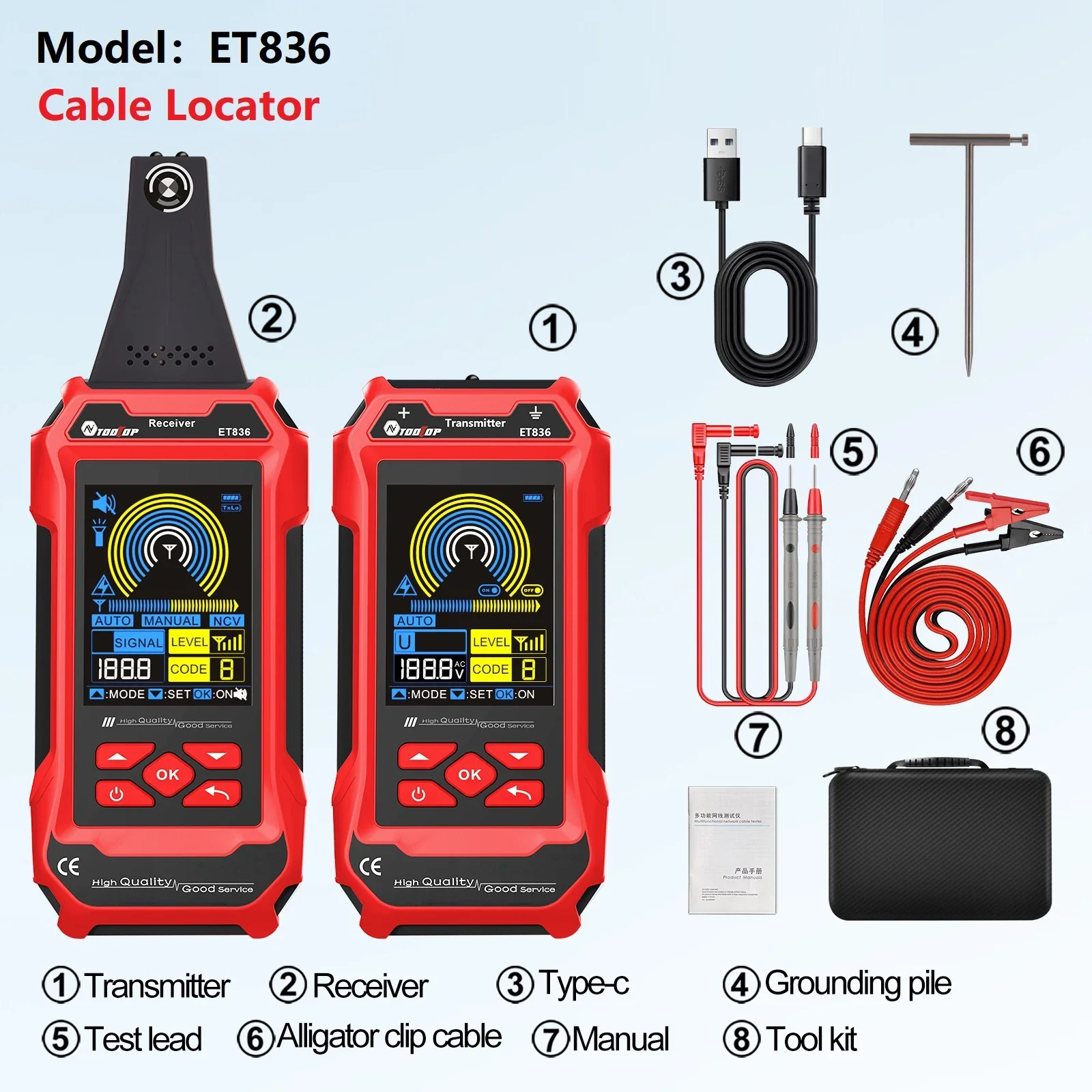 TOOLTOP 400V Cable Locator Underground Wall Cable Water Pipes Tracker Circuit Break Short Test Multimeter Network Tester 3 in 1 - Image 8