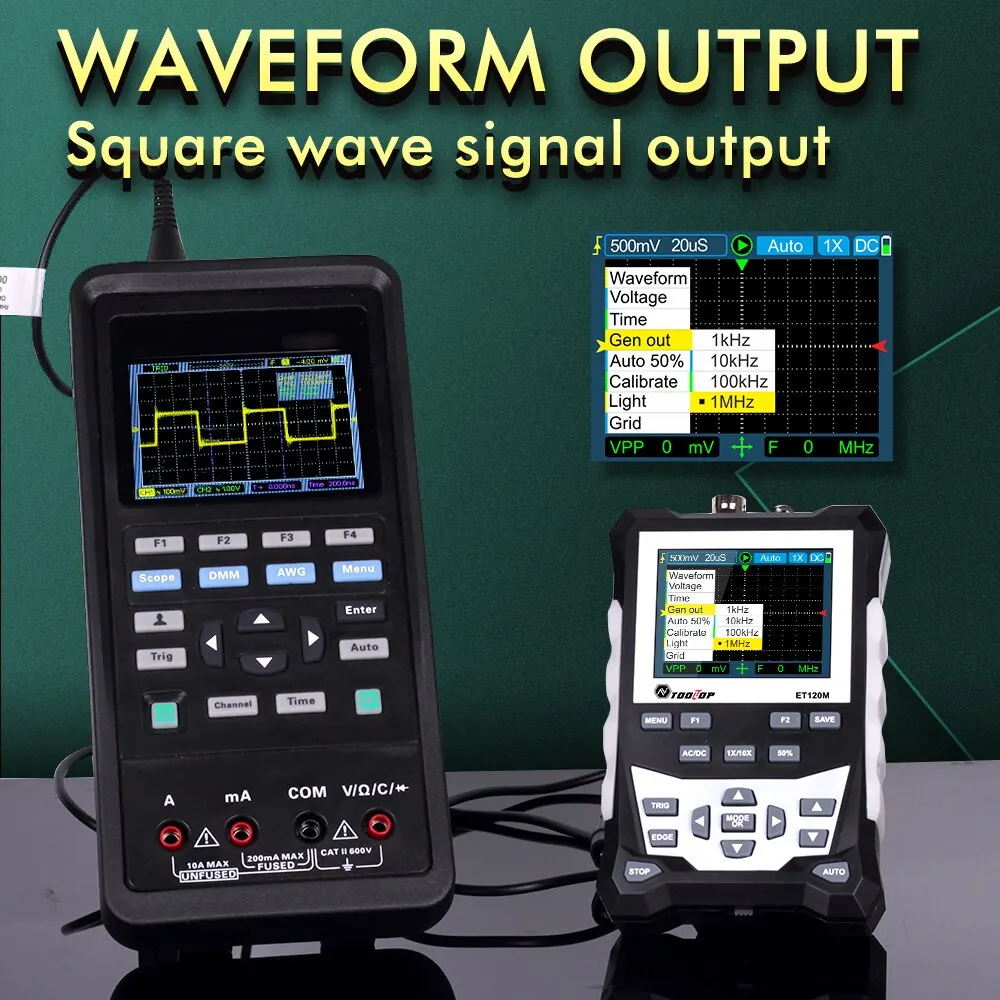 TOOLTOP ET120M  Handheld Digital Oscilloscope 1Mhz Square Wave Signal Output Auto Oscilloscope for Electrical Car Repair - Image 3