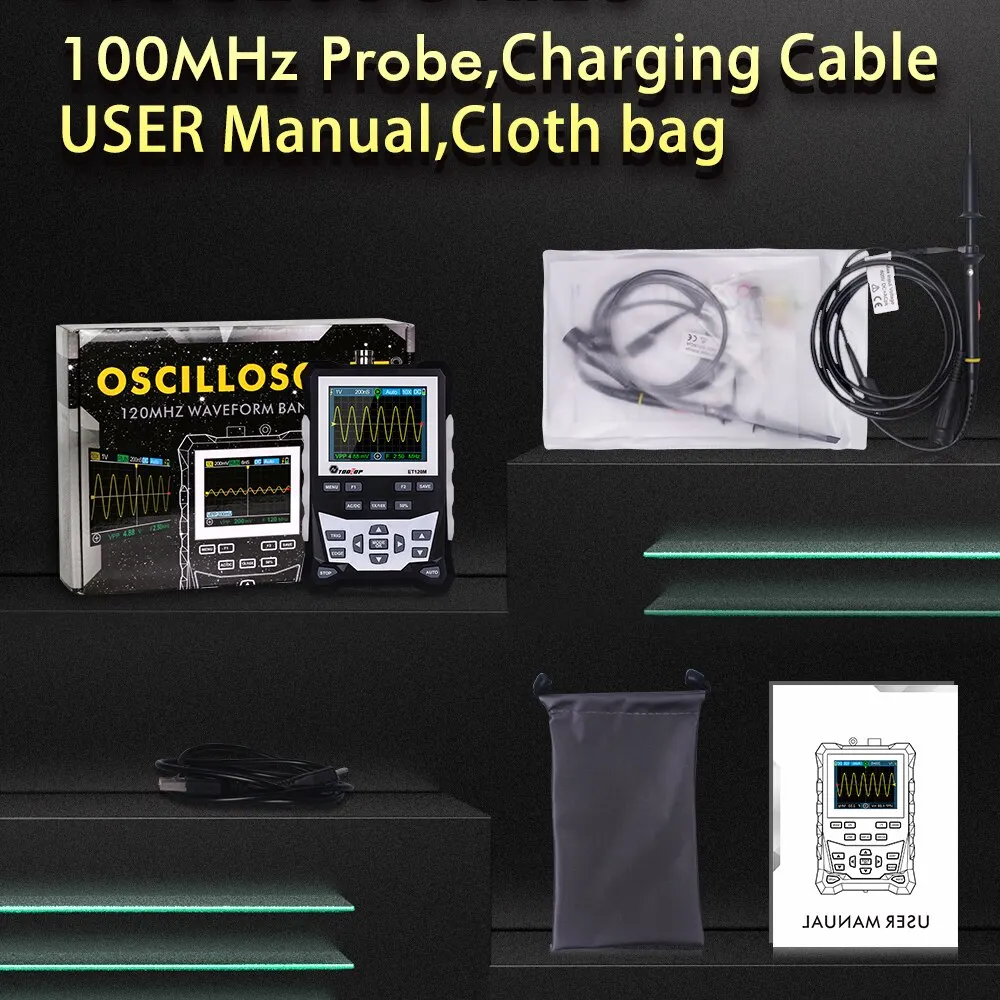 TOOLTOP ET120M  Handheld Digital Oscilloscope 1Mhz Square Wave Signal Output Auto Oscilloscope for Electrical Car Repair - Image 7