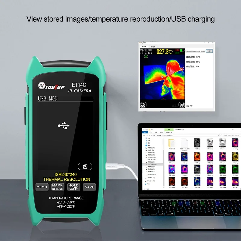 TOOLTOP ET14C -20~550℃ Thermal Imaging Camera ISR 240x240 Peixls Optional Macro Lens Building Thermal Imager Pipe HVAC Inspect - Image 3