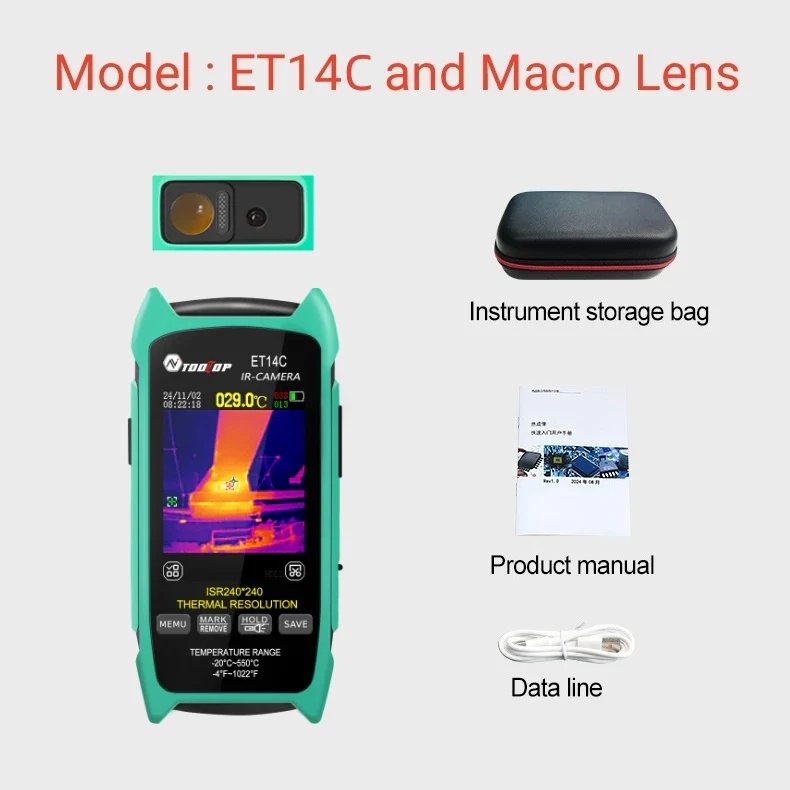 TOOLTOP ET14C -20~550℃ Thermal Imaging Camera ISR 240x240 Peixls Optional Macro Lens Building Thermal Imager Pipe HVAC Inspect - Image 8